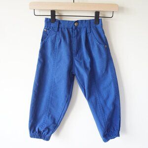 Vintage Electric Kids 90s Twill Varsity Football Patch Pants Blue Toddler Sz 2T